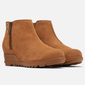 🔺NWOT🔺Sorel Evie Zip Bootie Womens Waterproof Suede Wedge Ankle Boots